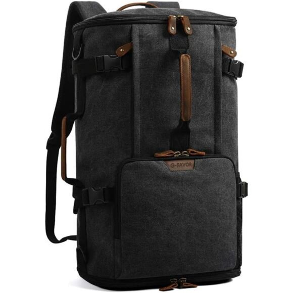 40L Travel Backpack, Vintage Canvas Rucksack Convertible Duffel Bag Carry On